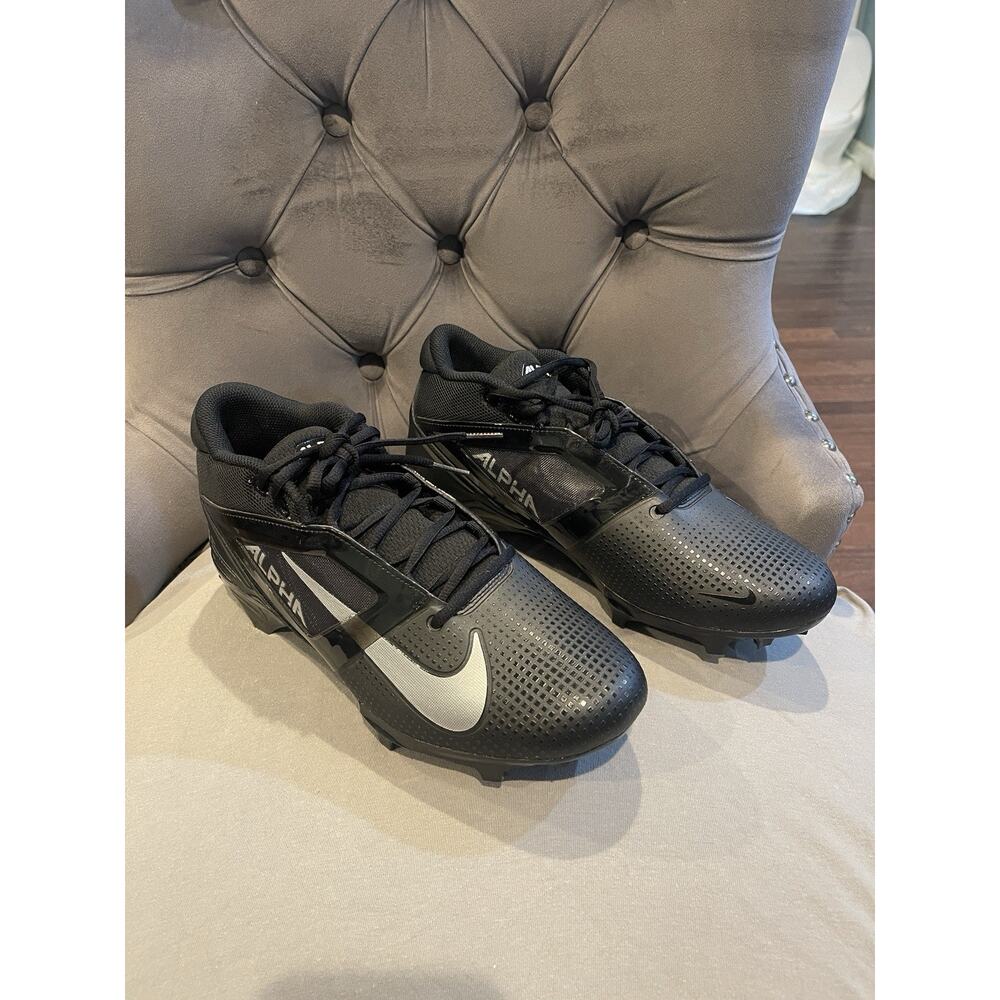 New Men’s 11.5 Nike Alpha Menace 4 Pro Football Cleats Black/Silver FD7037-002 - Picture 3 of 8